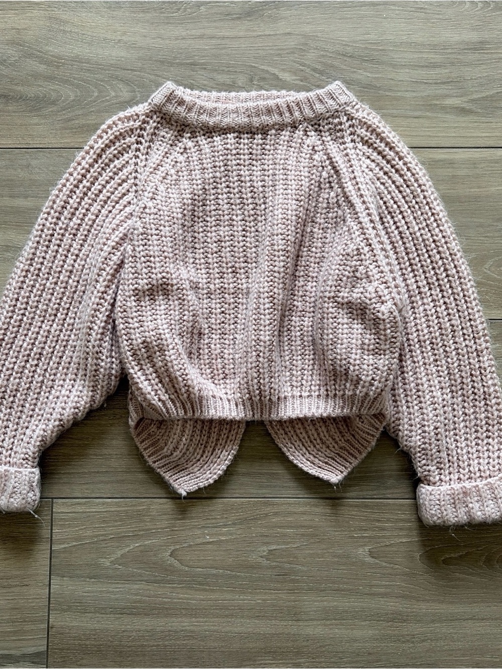 Papillon Blanc Blush Pink Cropped Chunky Knit Sweater